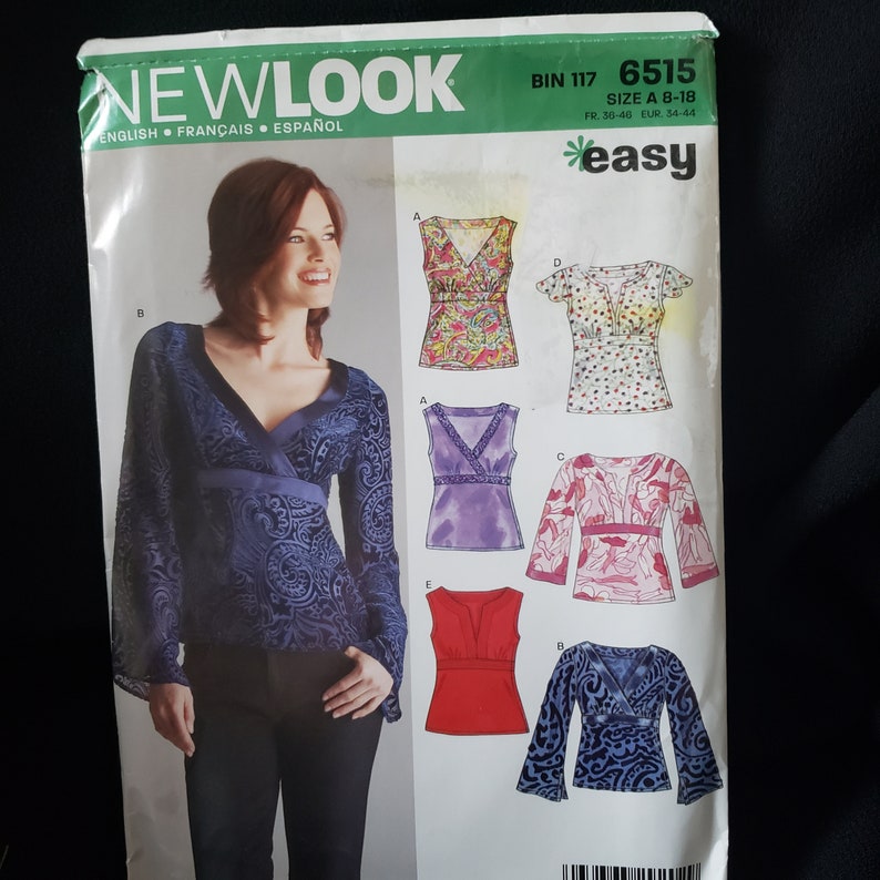 New Look 6515 Sewing Pattern Misses' Tops, Sleeveless, Fluted Capped, 3