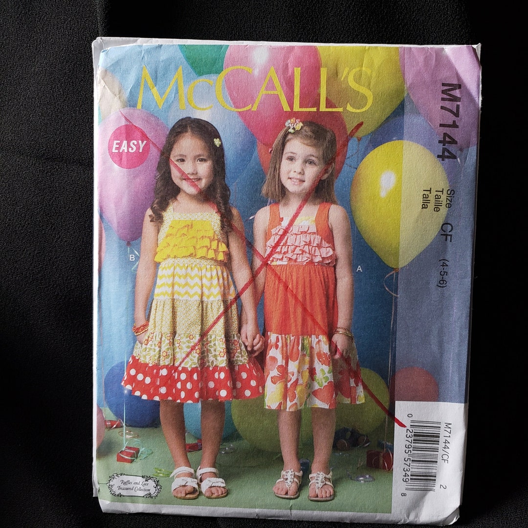 Mccall's 7144 Sewing Pattern for Childs/toddler Dress, Straps , Ruffles ...