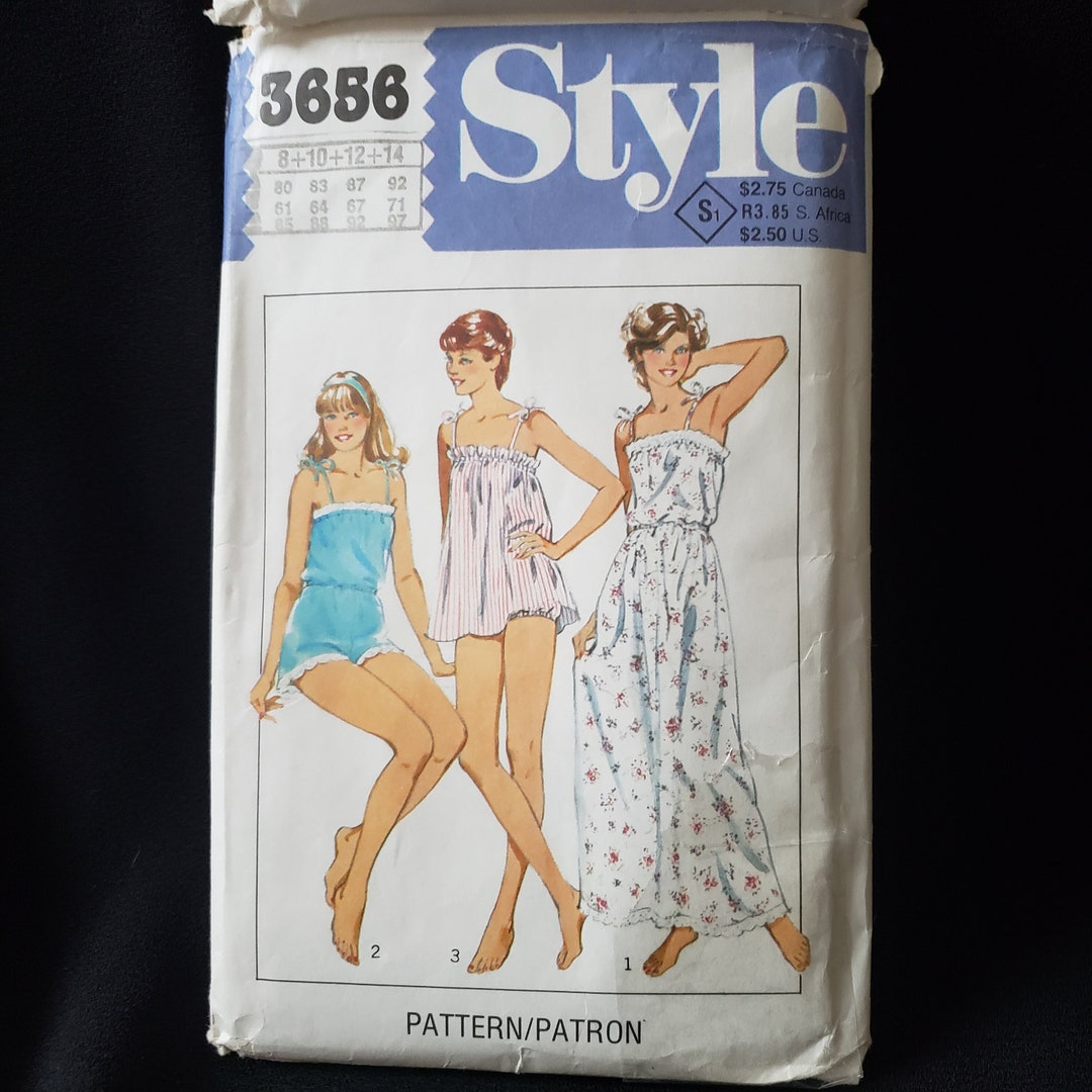 Style 3656 Sewing Pattern for Nightdress Sleepsuit and Etsy