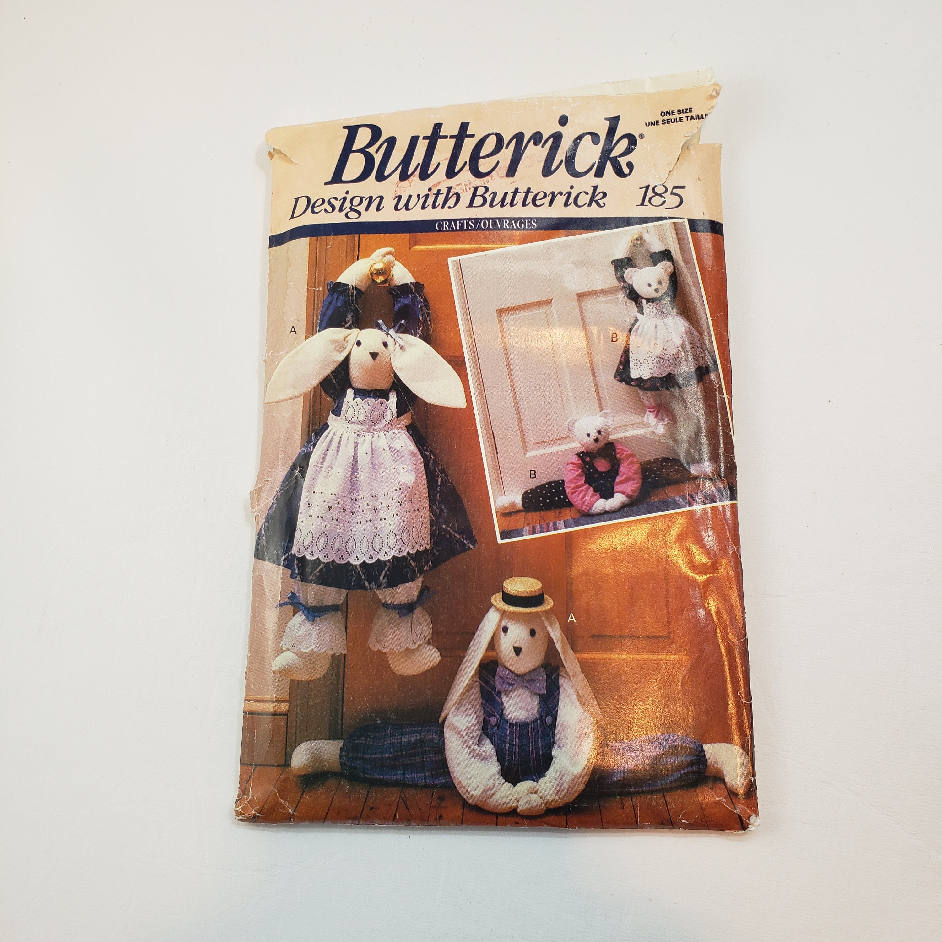 Butterick 185 Rare Sewing Pattern for Bunny and Bear Draft Stoppers ...