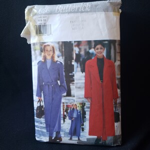 Butterick 4666 sewing pattern for coat, belt and pants, - lined detective type coat suitable for melton and wool CUT size 6