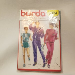 Burda 5334, sewing pattern, unisex, jogging suit, jacket, hoodie, pants, pullover and shorts  Sizes 55-69 inches CUT