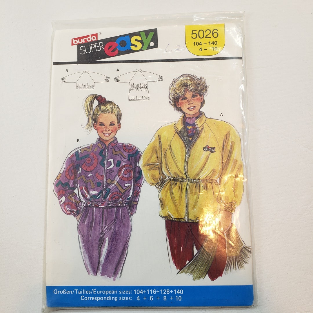 Burda 5026 Rare Sewing Pattern for Childs' Bomber or Drawstring Waist ...
