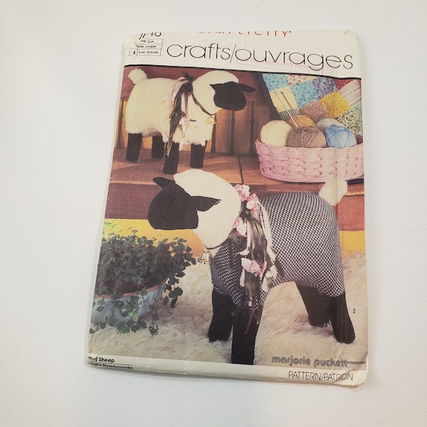 Simplicity 7418 sewing pattern for crafts - stuffed sheep UNCUT FF marjorie puckett