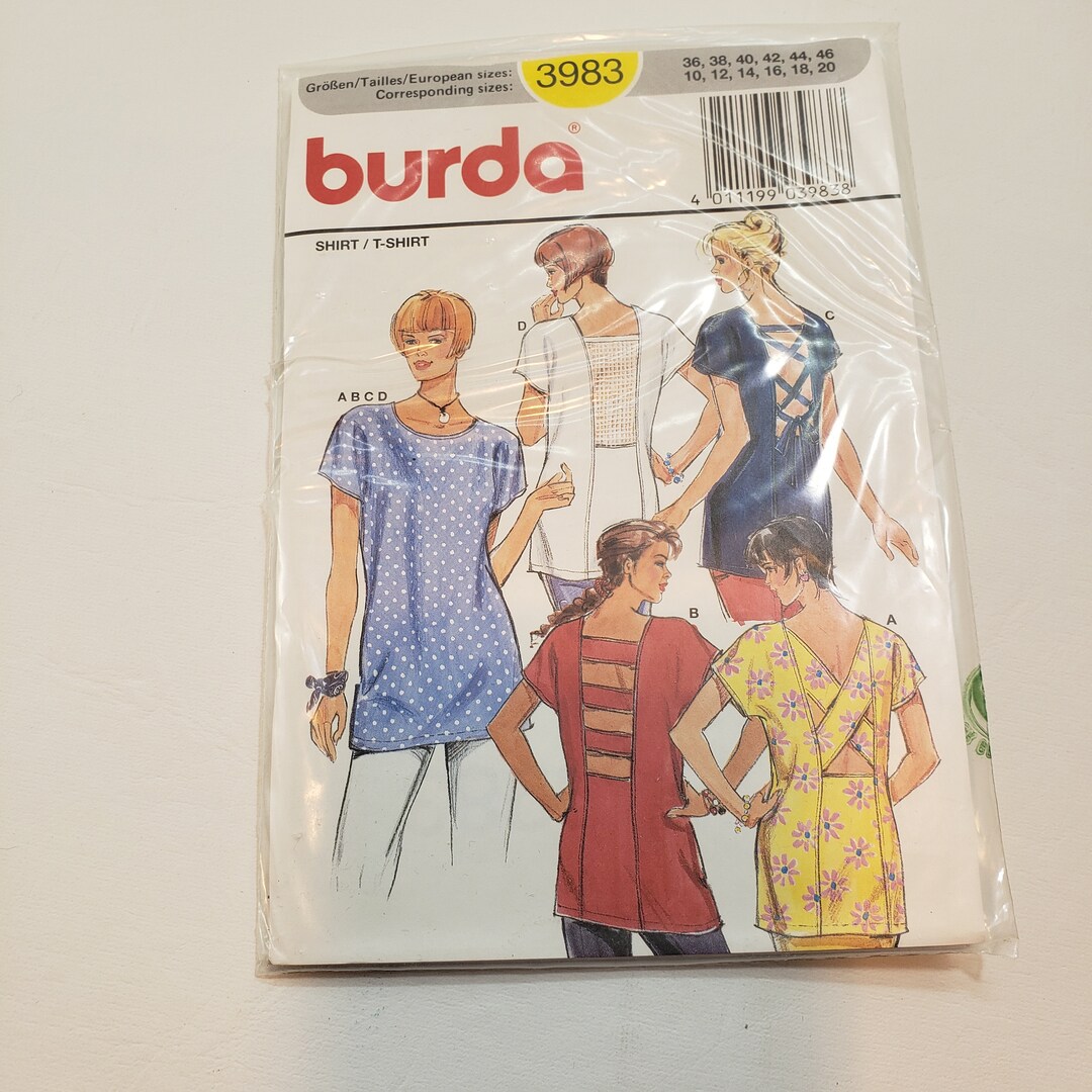 Burda 3983 Rare Sewing Pattern for Tunic With Open Back Options Sizes ...