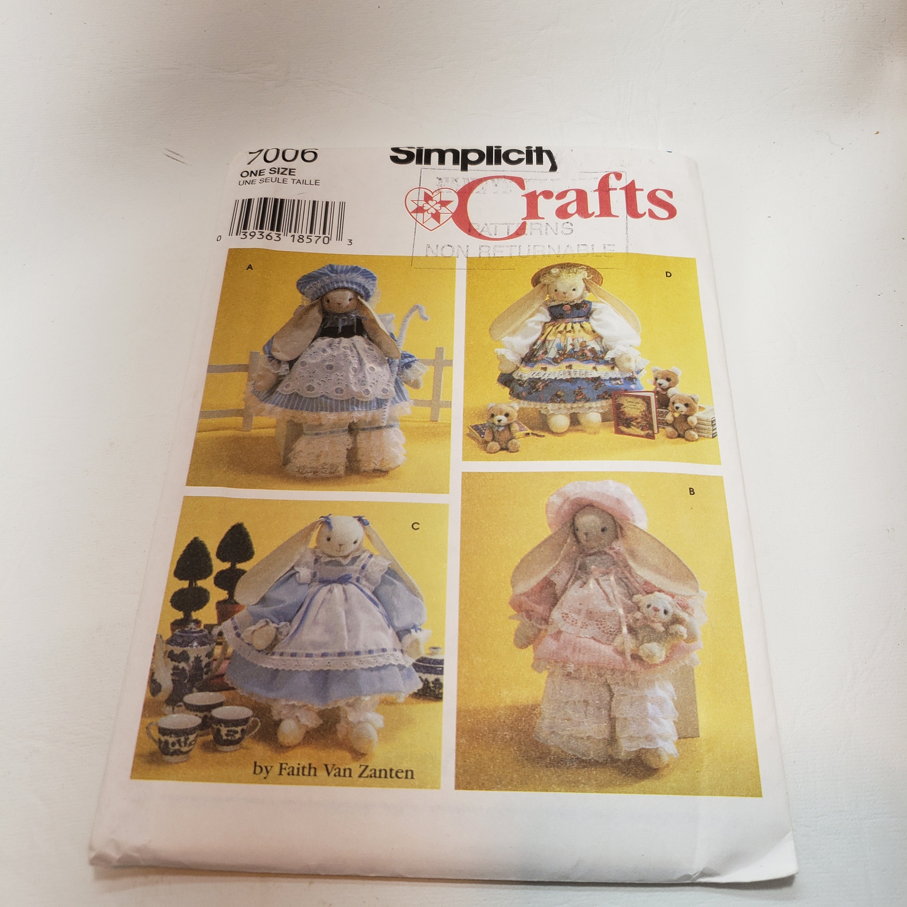 Simplicity Rabbit Patterns Simplicity 7006 Craft Sewing Pattern for 18 Inch Bunny With Clothes ...