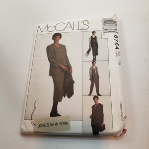 McCall&#39;s 6764 Misses Jones of New York -  4-Piece Wardrobe UNCUT FF size 16, vest jacket, skirt, pants