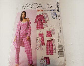 McCalls 5248 Robe -Top-Nightgown-Pants or Shorts Pattern - Vintage Sewing Pattern -UNCUT FF size xsm-med - M5248