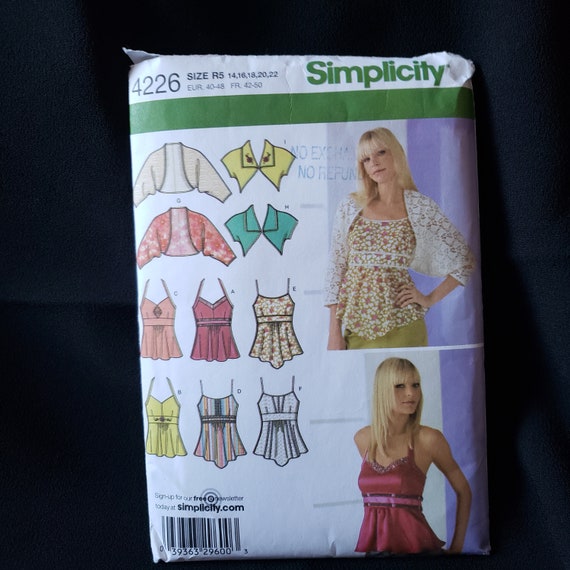 Simplicity 4226 Sewing Pattern for Misses Tops, Cocoon Jacket and