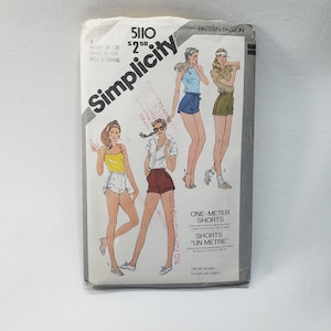 Simplicity 5110, modello di cucito CUT, vintage anni &#39;80 per pantaloncini da 1 metro taglia 8