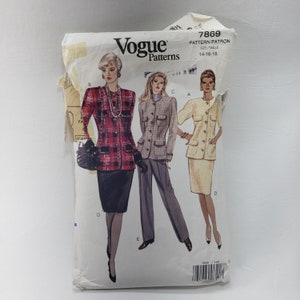 Vogue 7869 rare sewing pattern for suit, jacket, pants and skirt, designer 30&#39;s style CUT to size 14
