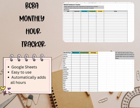 BACB Fieldwork Tracker google Sheets - Etsy