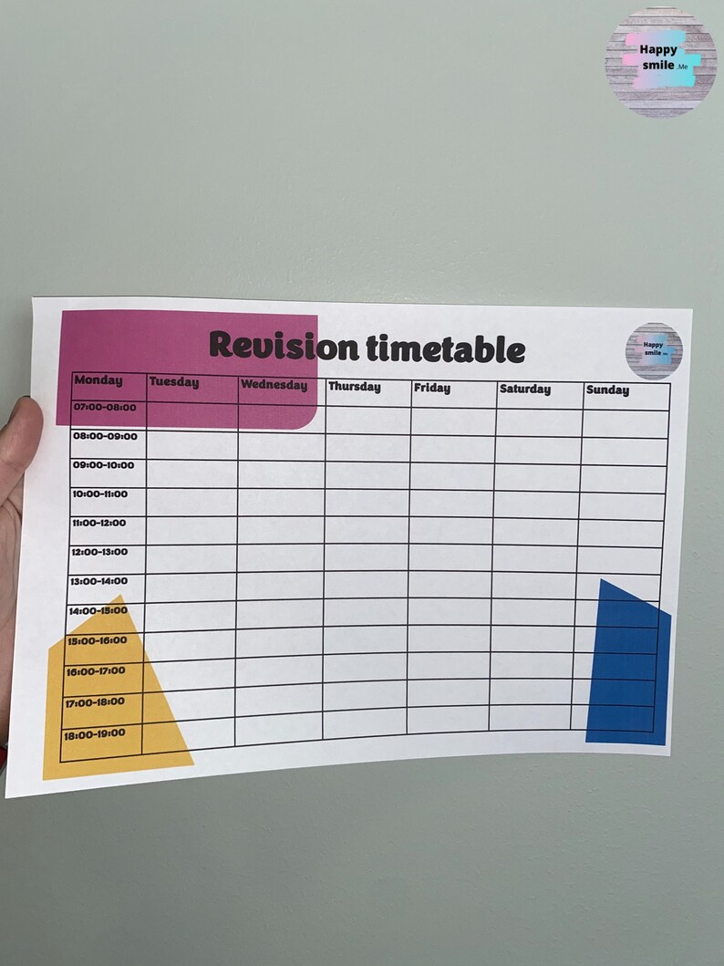 Revision Timetable PDF -study Tracker - Uni/ College Student - Etsy
