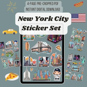 New York City Digital Stickers – 4 PDF Sheets | Pre-Cropped, Printable & Goodnotes Compatible