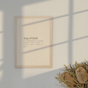 Leap of Faith Definition Print | Minimalist Office Wall Decor (Digital)