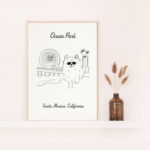 Digital Dog Print Dog Wall Art Digital Download Black and White Pomeranian Ocean Park Santa Monica California Wall Decor (Park Print Series)