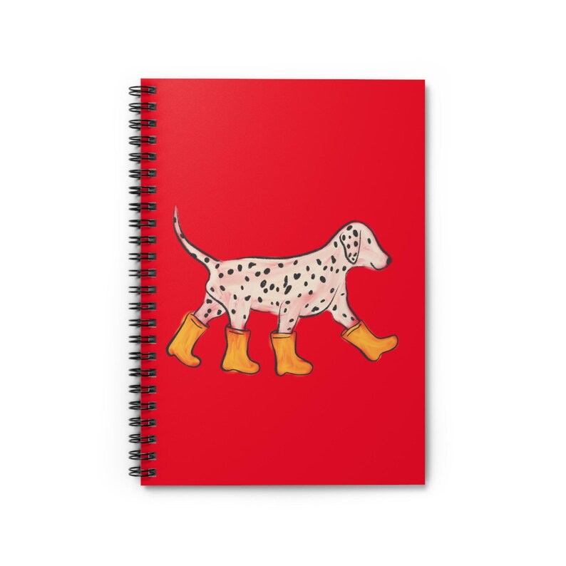 CROXTON AND COMPANY Spiral Notebook, Dalmatian in Rain Boots, Red