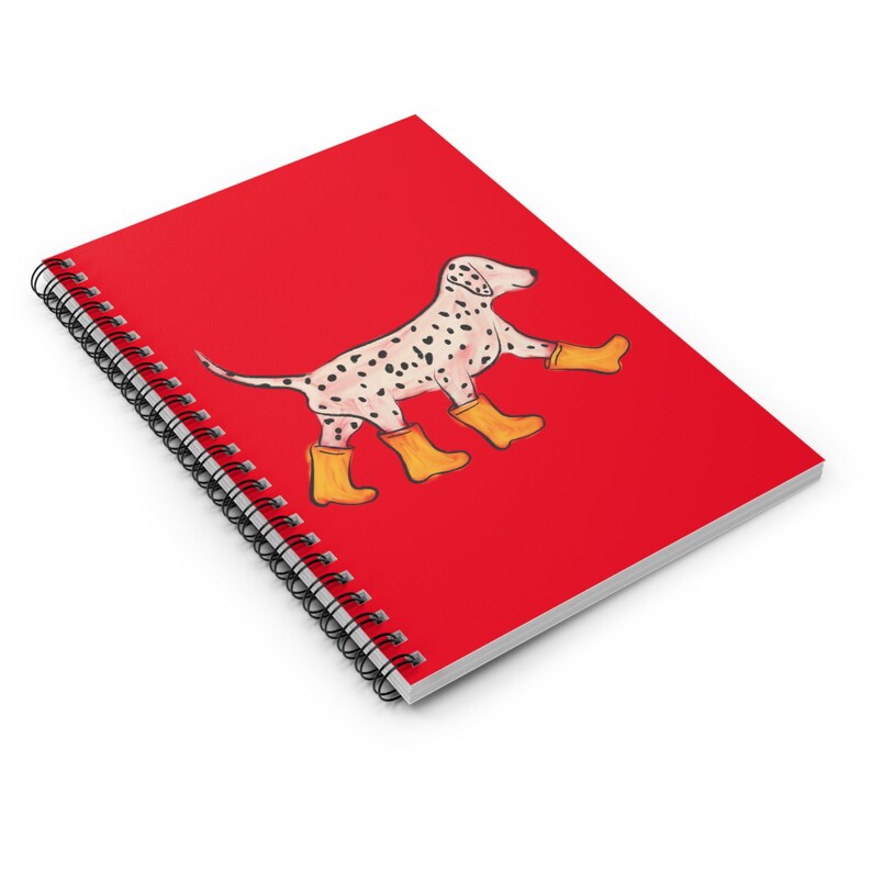 CROXTON AND COMPANY Spiral Notebook, Dalmatian in Rain Boots, Red