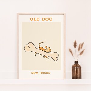 デジタル犬プリント 犬のウォールアート デジタルダウンロード デジタルプリント 骨を持つ犬 楽しい犬のアート バーカートアート 装飾 ポップアート 犬の面白いウォールアート