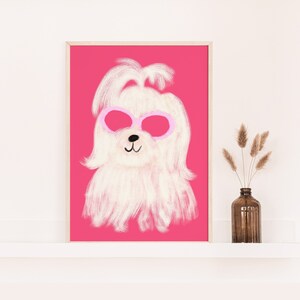 Digitale hond print Hond muur kunst Digitale print Roze Sassy Dog Print Geïllustreerd Gallery Wall Bar Cart Art Fun Pop Art DOWNLOAD DOWNLOAD