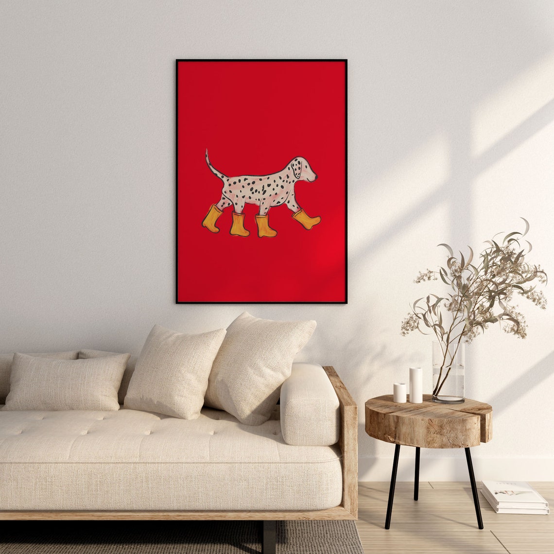Dalmatian Art, Dog Poster, Dog Wall Art, Modern, Pop Art, Dog in Rain Boots Premium Matte ...