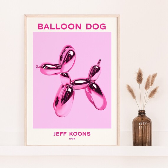 Pink Balloon Dog Illustrated Print Printable Pop Art Jeff - Etsy
