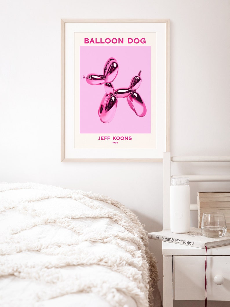 Pink Balloon Dog Illustrated Print Printable Pop Art Jeff - Etsy