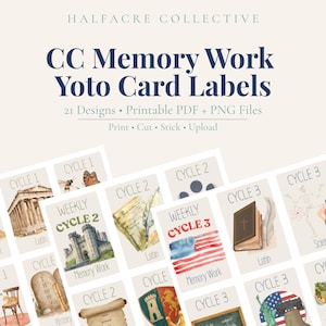CC Memory Work Card Labels for Yoto Cards | Cycles 1–3 Classical Homeschool Labels | Printable Sticker PDF + PNG Bundle