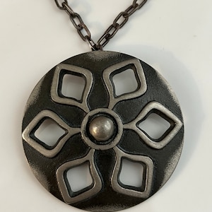 Vintage Erik Fransson Tennung Sweden modernist pin pendant necklace. Signed pin.