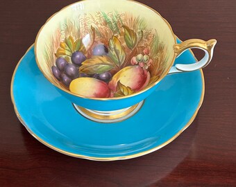 Vintage 1950s Aynsley Fruit Orchard Gold Small Plate, Fine Bone