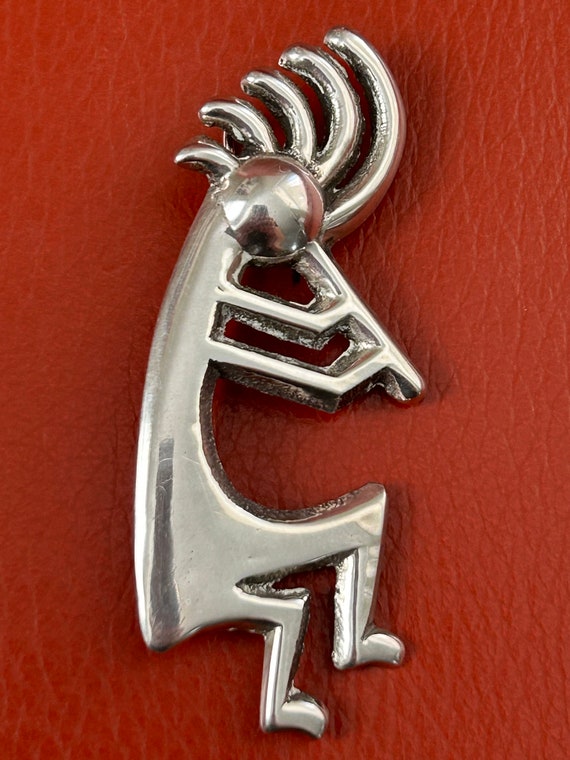 Vintage Navajo sterling silver Kokopelli pin-pende