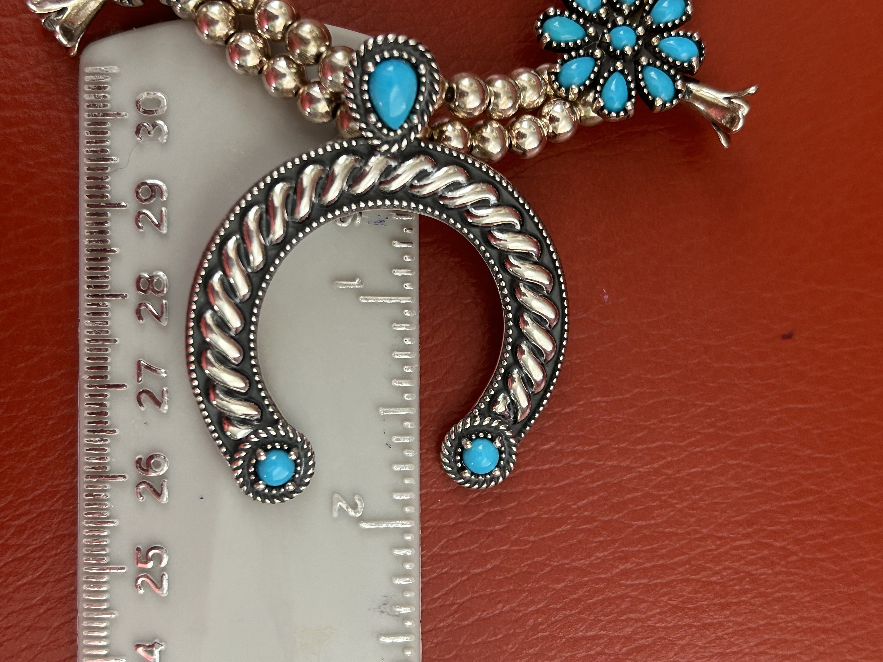 Carolyn Pollack American West Sleeping Beauty Sterling and Turquoise Squash Blossom Necklace. Signed. Pristine Etsy Canada