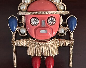 Rare Vintage KJL Kenneth Jay Lane Aztec Warrior, Witch Doctor Gold