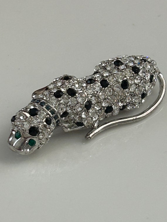 Vintage KJL rhinestone leopard brooch. Signed KJL… - image 1