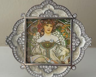 JAY STRONGWATER Mini Clip Swarovski Brown Enamel Frame, Neiman