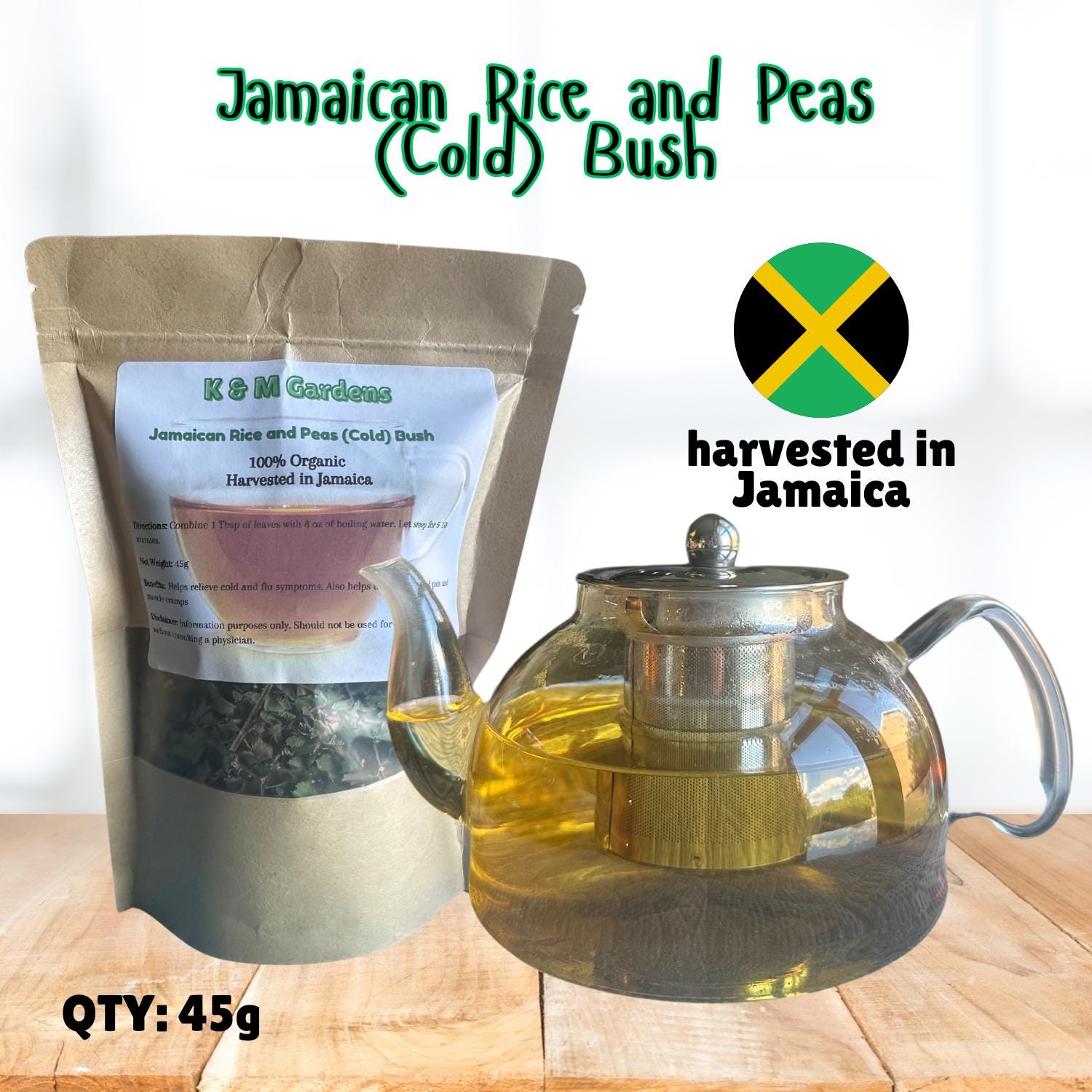Jamaican Rice and Peas Bush | Cold Bush - 45g | 100% Organic Jamaican Herb