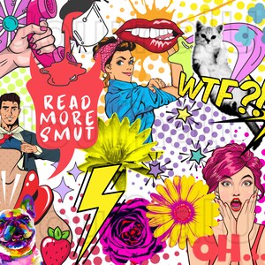 20 oz Skinny Tumbler Design W9.3xH8.2 Download.  Smut Stickers Bundle. Smut Tumber. PNG.  Pop Art. Read Smut PNG. Booktok. Booktok Stickers.