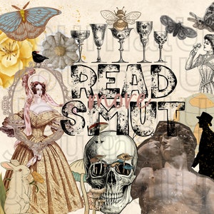 20 oz Skinny Tumbler Design W9.3xH8.2 Download.  Smut Stickers Bundle. Smut Tumber. PNG.  Vintage. Read Smut PNG. Booktok. Booktok Stickers.