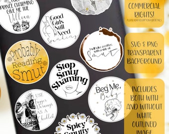 Smut SVG/PNG 9 Bild Kreis BUNDLE! Dunkle Romantik. Würzige Romantik. Ruß. Bücherwurm. Kindle Skin/Sticker. Booktok Sticker. Schmutz Sticker.