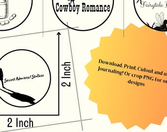 Spicy Romance. 2 INCH Circle Tropes. Great for Journaling. Spicy Romance Stickers. Dark Romance Stickers. Smut PNG. Booktok. Booktok PNG.