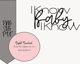 Booktok PNG, SVG & PDF. I Know Baby, I Know. Booktok Stickers. Spicy Romance. Dark Romance. Booktok Smut. Digital. Bookish Stickers.