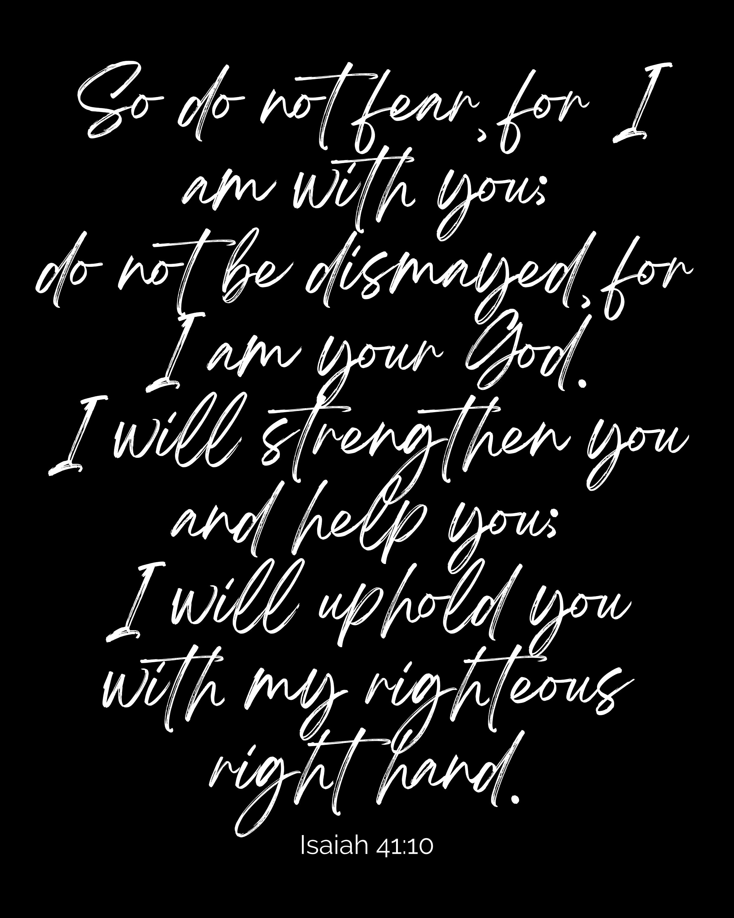Isaiah 41:10 (white & Black Background) - Etsy