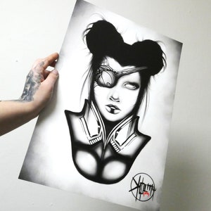 Futuristic steampunk illustration dark art neotokio cyberpunk