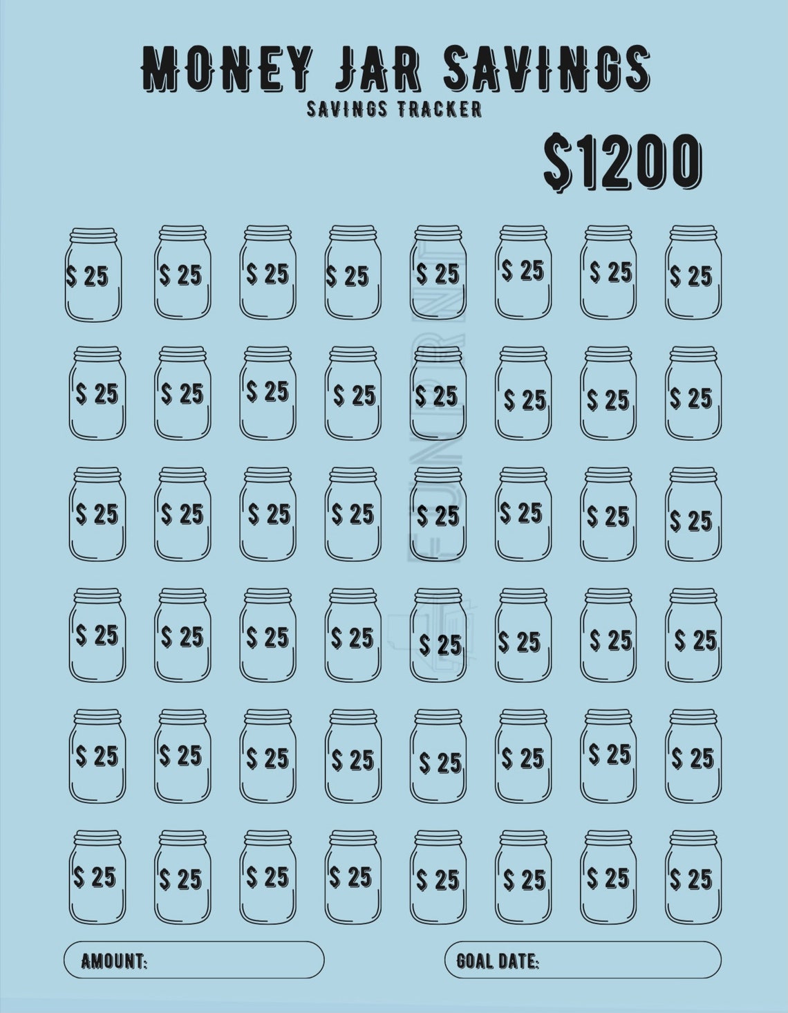 Printable Money Jar Savings Tracker Etsy Canada