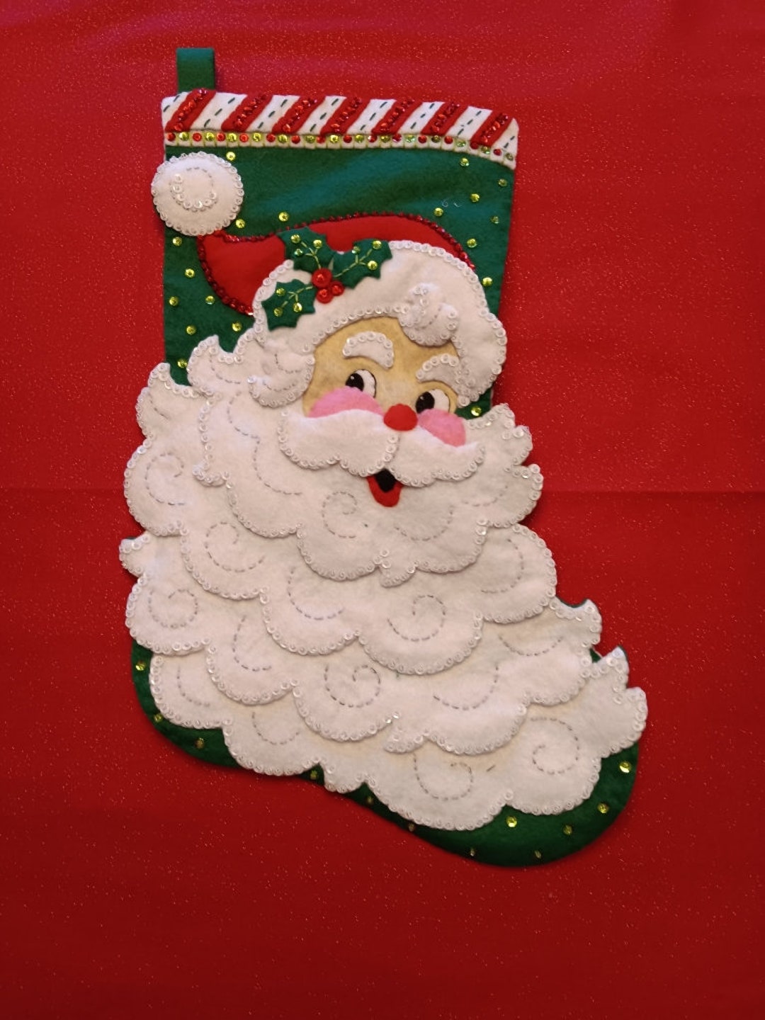 Finished Felt Christmas Stocking Jolly St. Nick Etsy