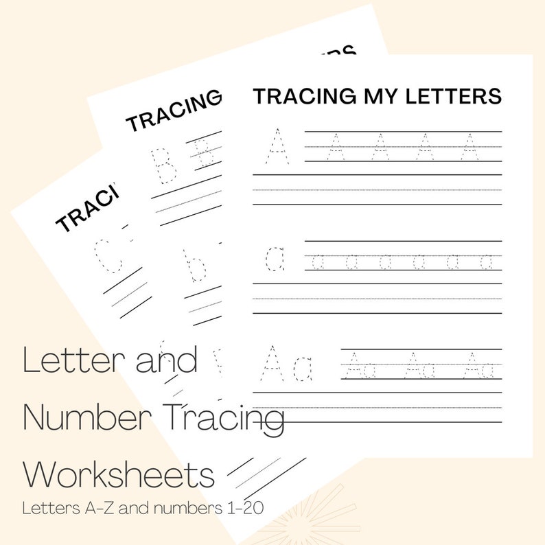 Letters and Numbers Tracing Printable Worksheet Etsy