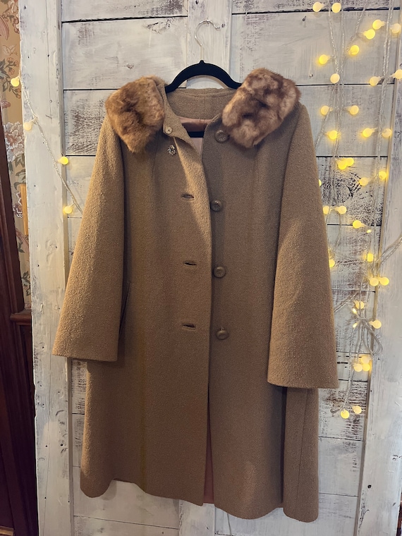 Vintage wool and fur coat