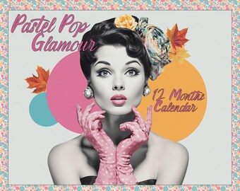 Pastel Pop Glamour 2027 Wall Calendar | Mid-Century Modern Vibe in Pink, Peach & Teal