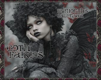 Calendario da parete Goth Fairies 2027 in stile vintage slacker whimsigoth fairy core