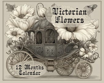 Calendario de pared Flores Victorianas 2027, Regalo de inauguración de casa estilo Cottagecore